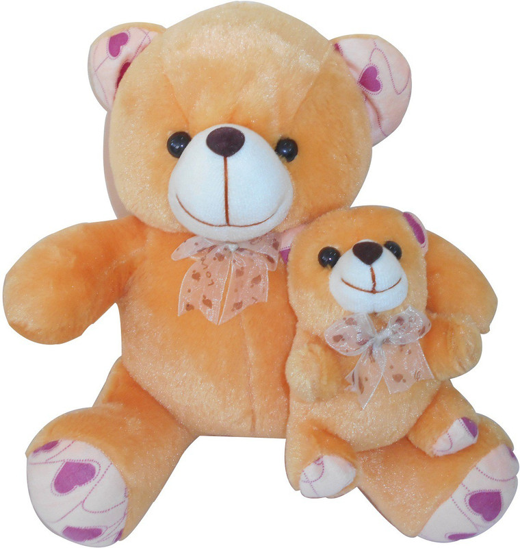 Saugat Traders Mother Child Teddy - 33 cm(Brown, White)