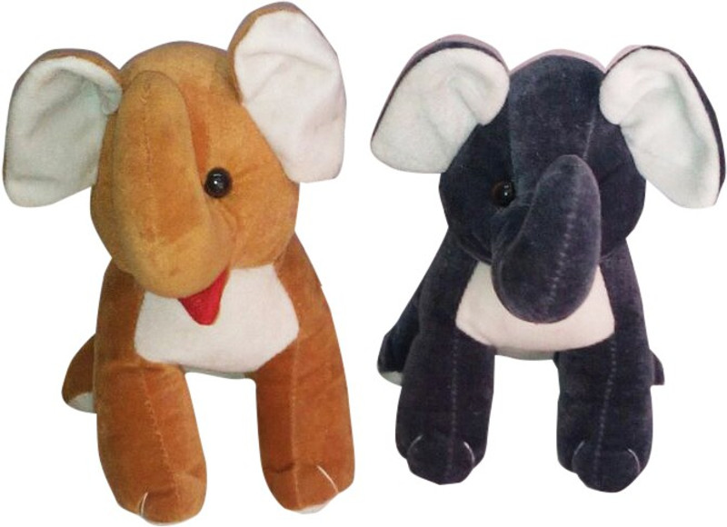 Riya Enterprises Couple Elephant - 24 cm(Brown, Grey)