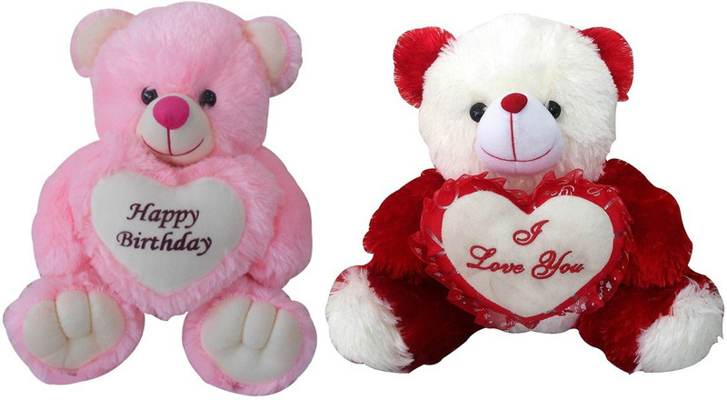 Saugat Traders Happy Birthday & I Love You Teddy - 40 cm(Pink, Red)