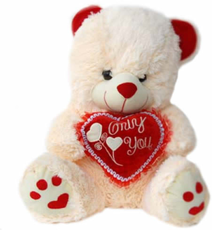 Grab A Deal Paw Teddy Bear With Only You Heart - 18 Inch(White, Cream)