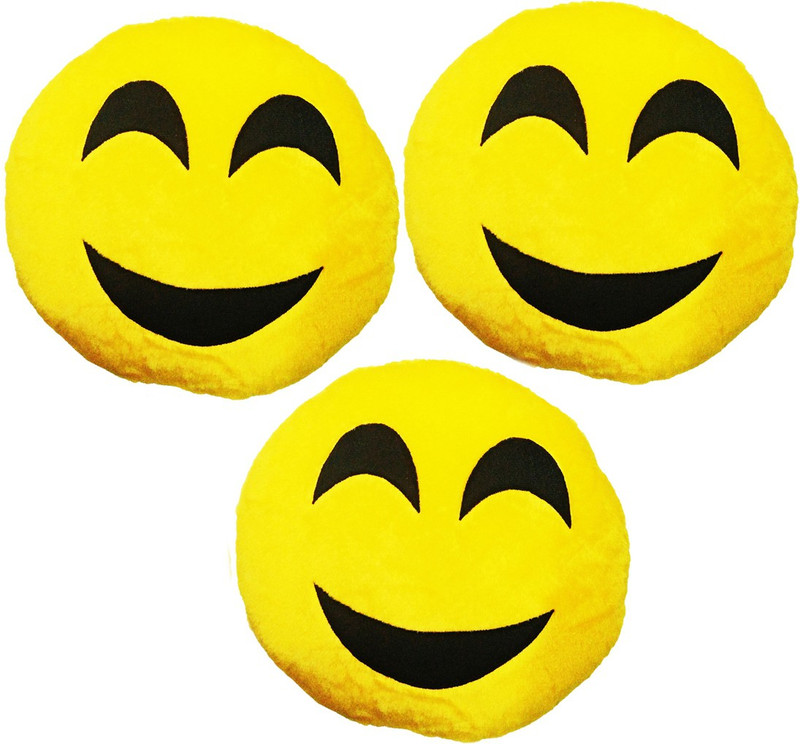 Golddust VKI3x5 Smiley Emoticon Decorative Cushion - 15 inch(Multicolor)