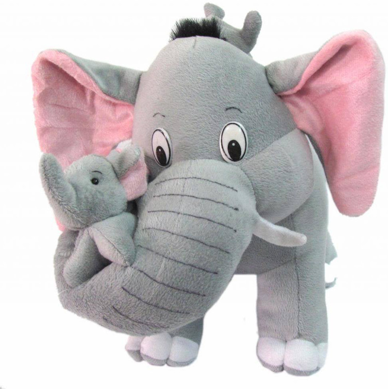 Tickles Mother Elephant with her two Babies - 35 cm(Gray)