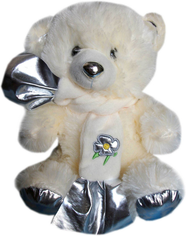 Vidya Ventures Imported Muffler Teddy-20cm - 20 cm(White, Silver)