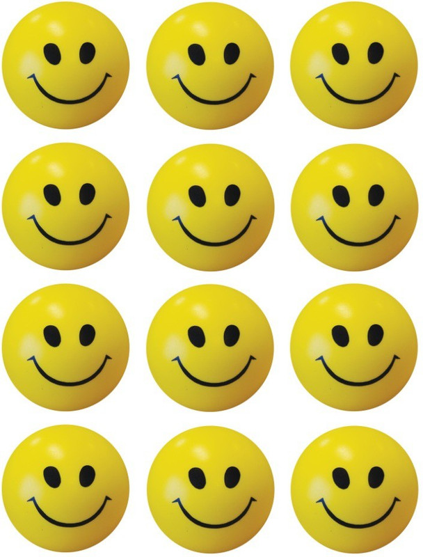 Bgroovy Smiley Face Squeeze Stress Ball - Set of 12  - 3 inch(Yellow)