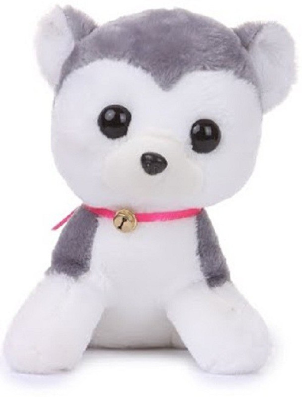 Deals India Soft Toy Cute Dog with bell - 30 cm(White, Black)