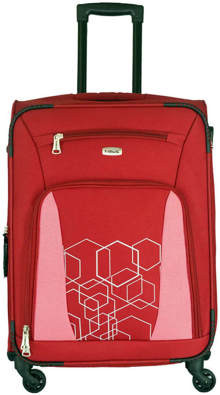 Timus MOROCCO SPINNER 65 CM 4 WHEEL STROLLEY SUITCASE Expandable Check-in Luggage - 24 inch(Red)