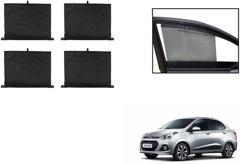 Speedwav Side Window, Rear Window Sun Shade For Hyundai Xcent(Black)