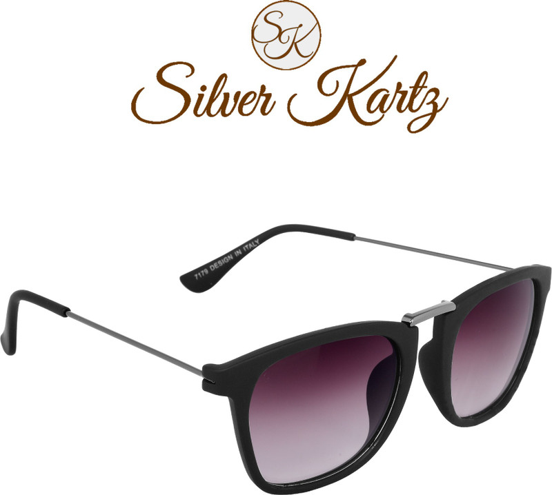 Silver Kartz Wayfarer, Rectangular Sunglasses(Violet)