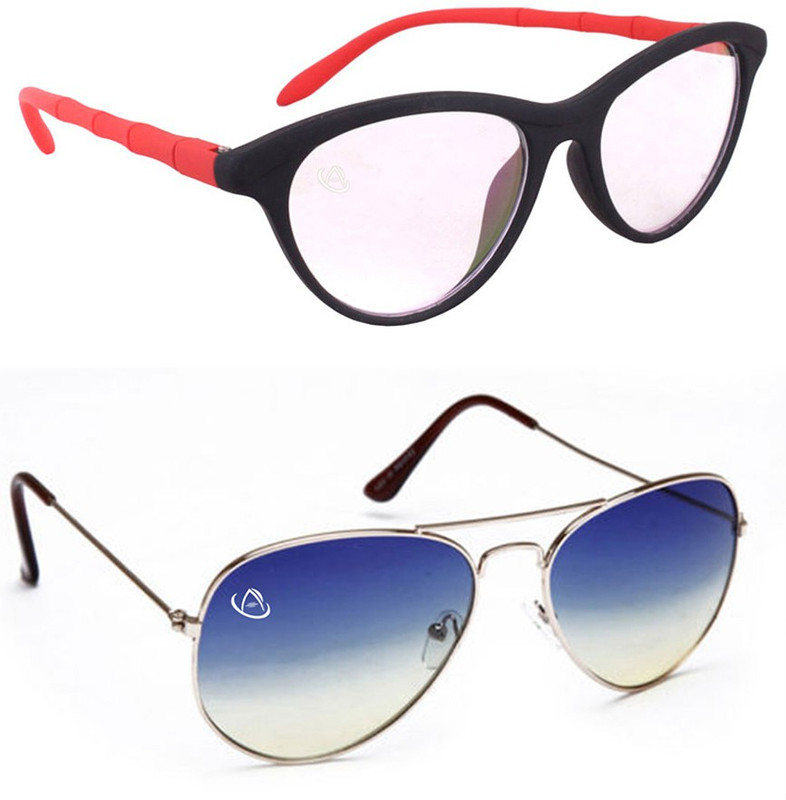 Aventus Aviator, Cat-eye Sunglasses(Blue, Clear)