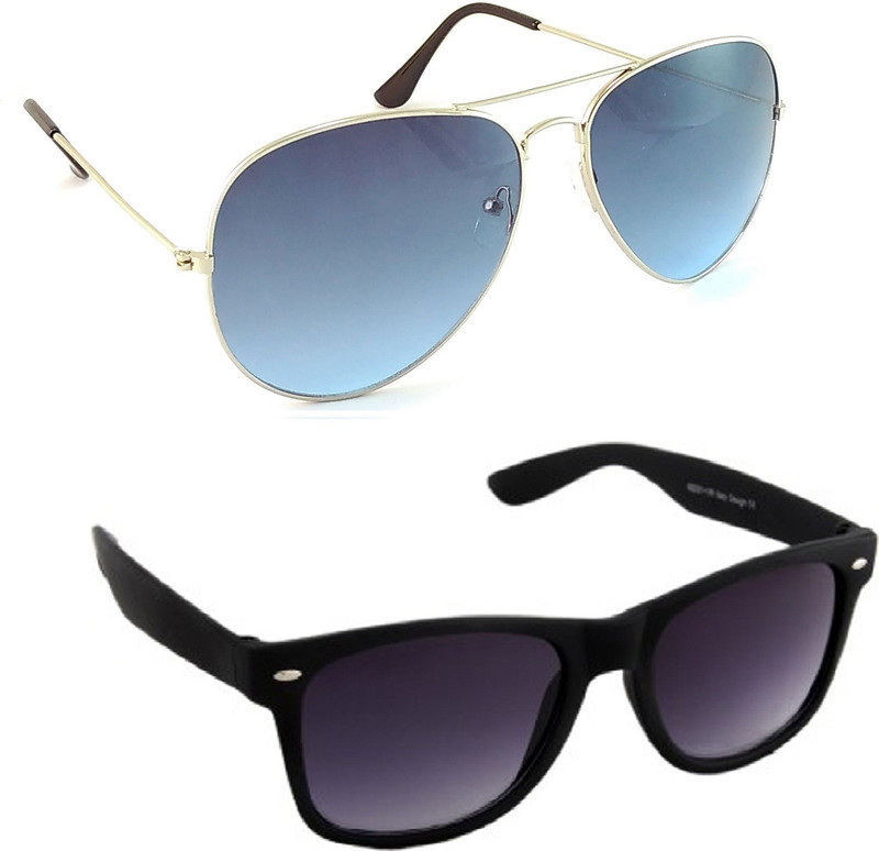 HE Wayfarer, Aviator Sunglasses(Blue, Black) HE Wayfarer, Aviator Sunglasses(Blue, Black)