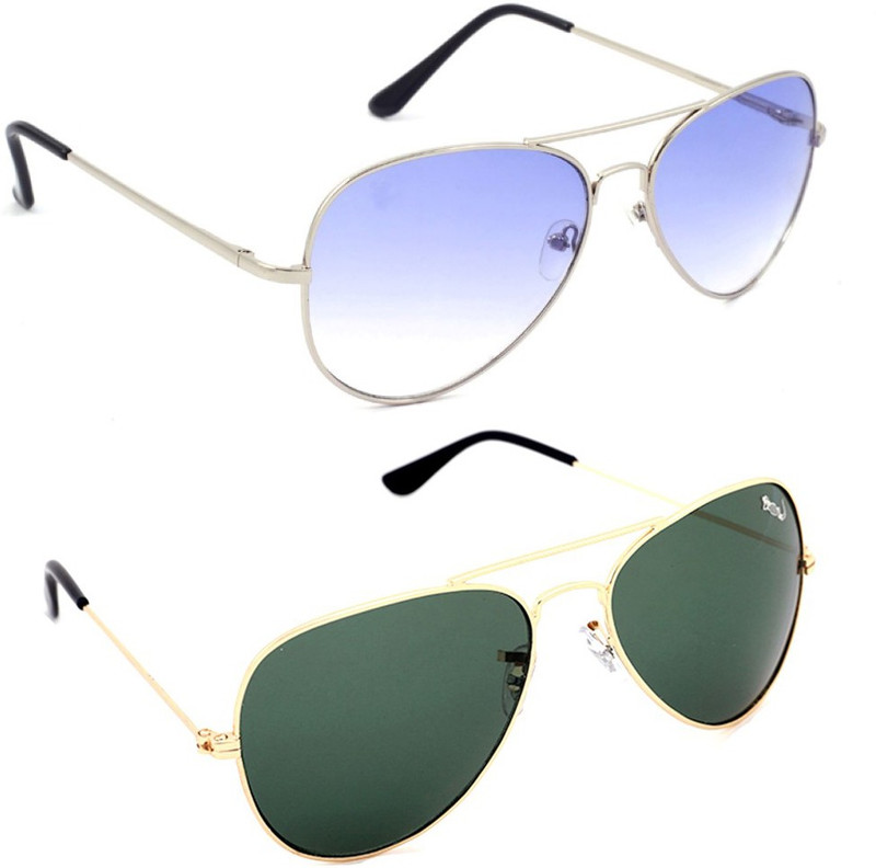 Elligator Aviator Sunglasses(Blue, Green)