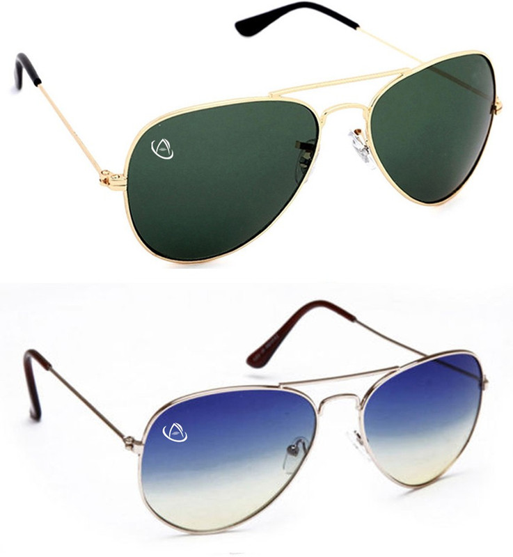 Aventus Aviator Sunglasses(Green, Blue)