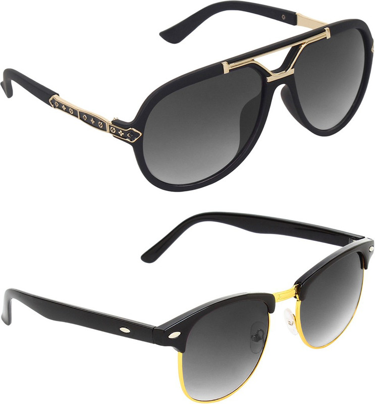 Zyaden Aviator, Clubmaster Sunglasses(Black, Green)