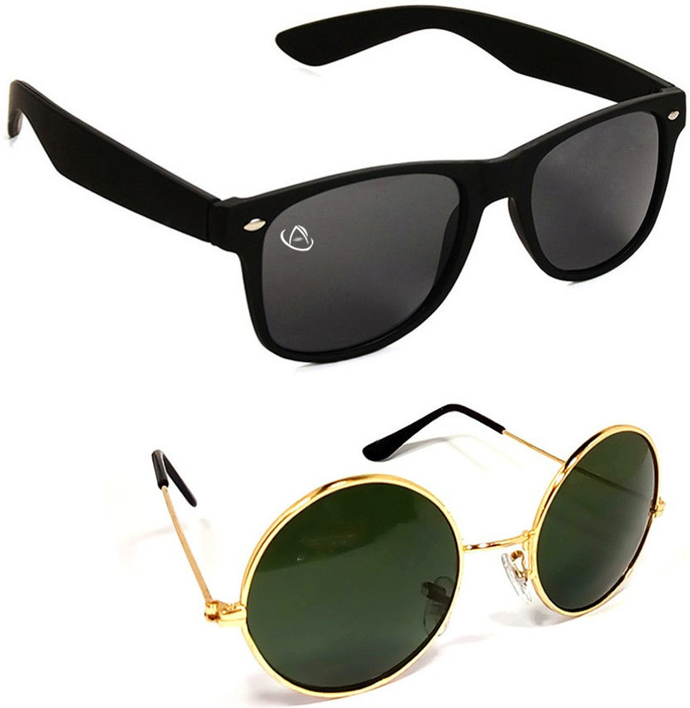 Aventus Round Sunglasses(Black, Green)