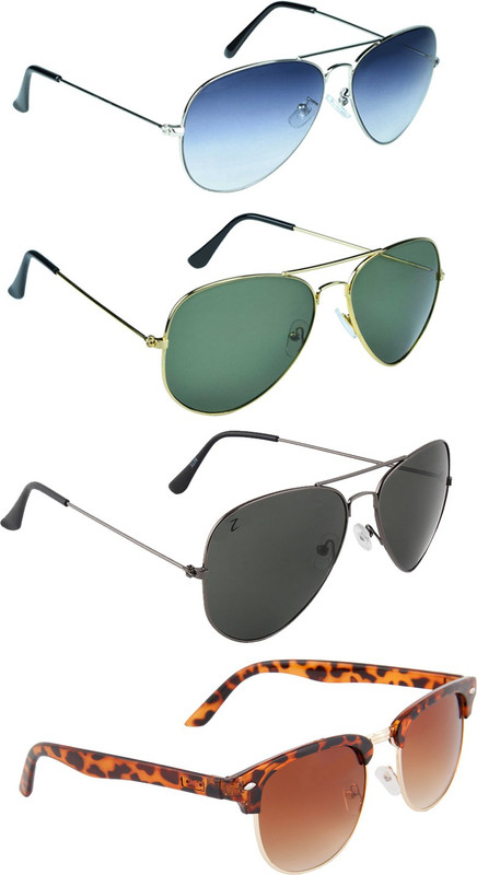Zyaden Aviator, Round Sunglasses(Blue, Green, Black, Brown)