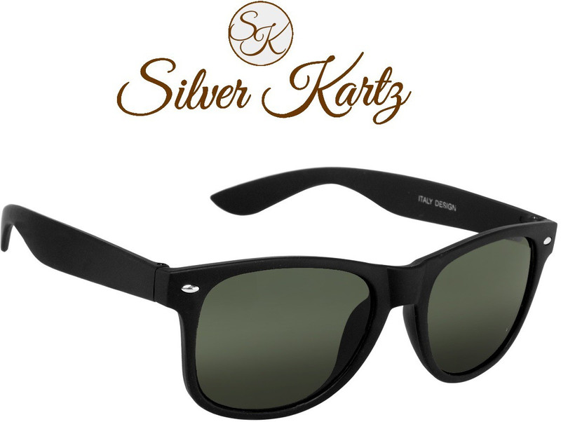 Silver Kartz Wayfarer Sunglasses(Green, Black)