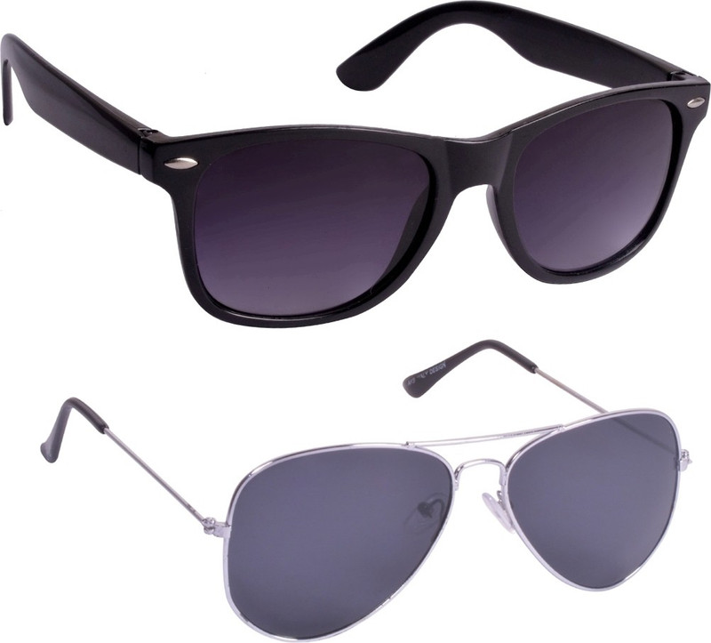 Glucksman Wayfarer, Aviator Sunglasses(Violet, Grey)
