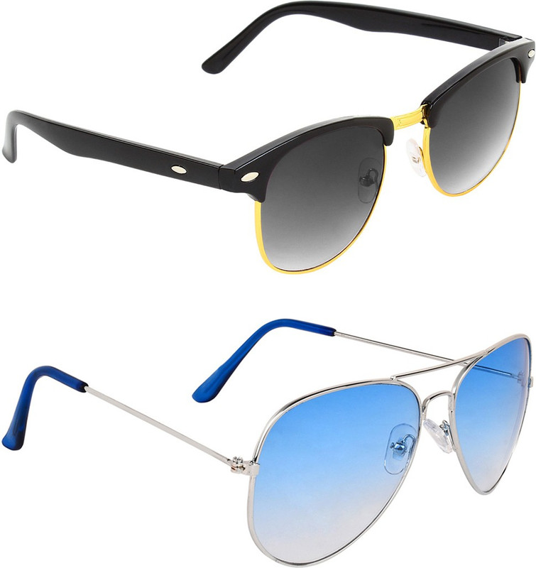 Zyaden Aviator, Clubmaster Sunglasses(Blue, Green)