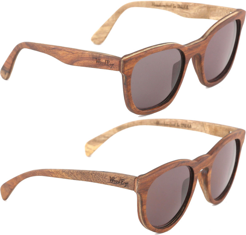 Wood Eye Rectangular, Round, Wayfarer Sunglasses(Grey)