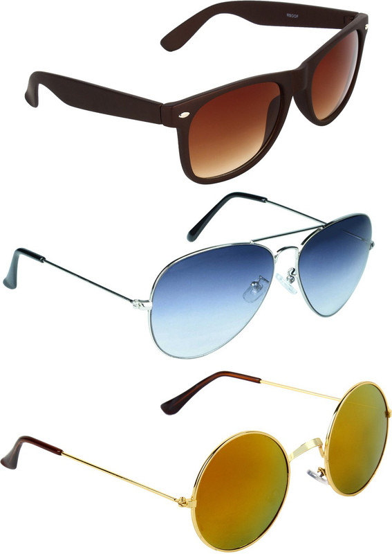 Zyaden Wayfarer, Aviator, Round Sunglasses(Brown, Blue, Multicolor)
