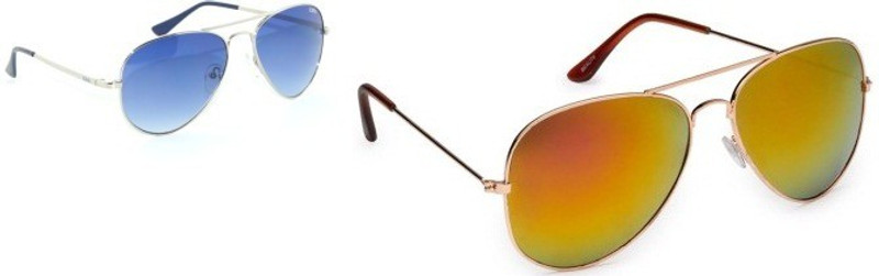 Korel Aviator Sunglasses(Golden, Blue)