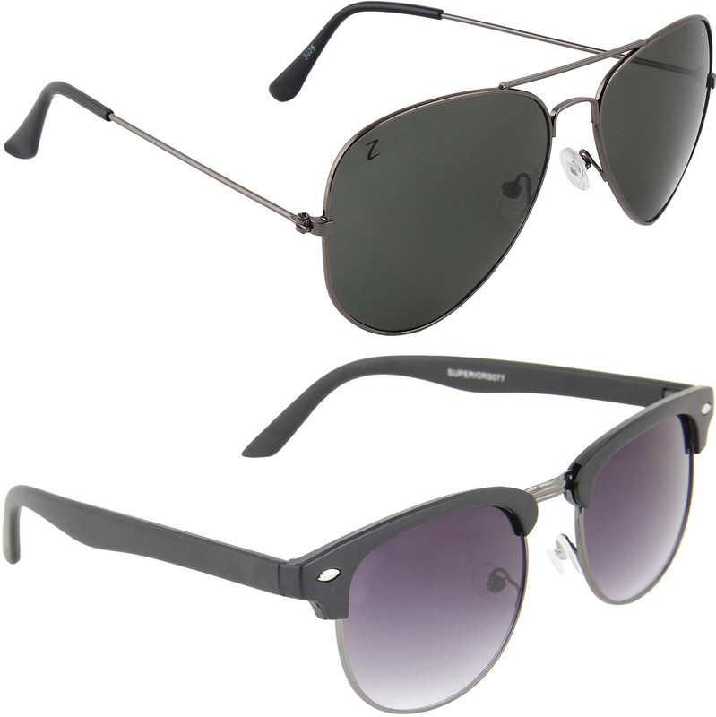 Zyaden Aviator, Oval Sunglasses(Black)