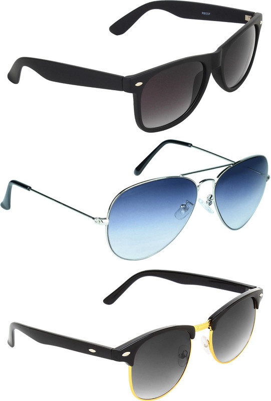 Zyaden Wayfarer, Aviator, Round Sunglasses(Black, Blue, Black)