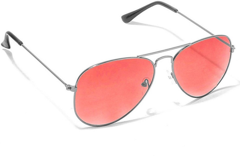 Silver Kartz Aviator Sunglasses(Red)