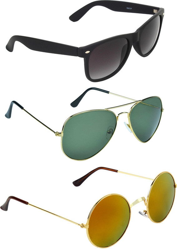 Zyaden Wayfarer, Aviator, Round Sunglasses(Black, Green, Multicolor)