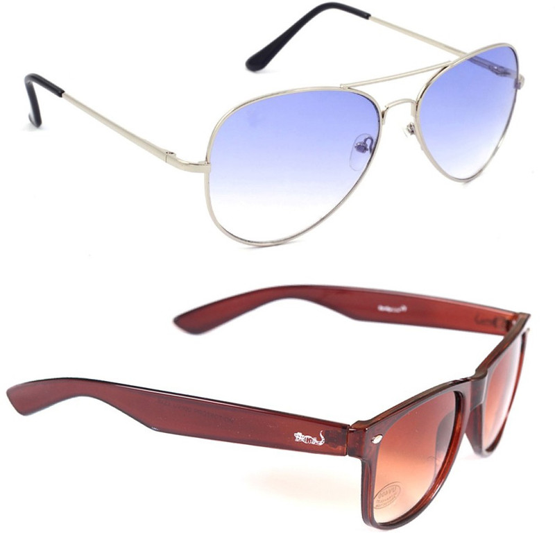 Elligator Wayfarer, Aviator Sunglasses(Blue, Brown)
