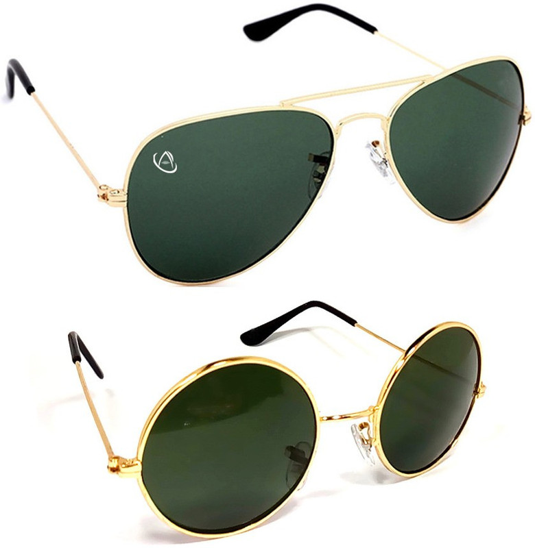 Aventus Round, Aviator Sunglasses(Green)