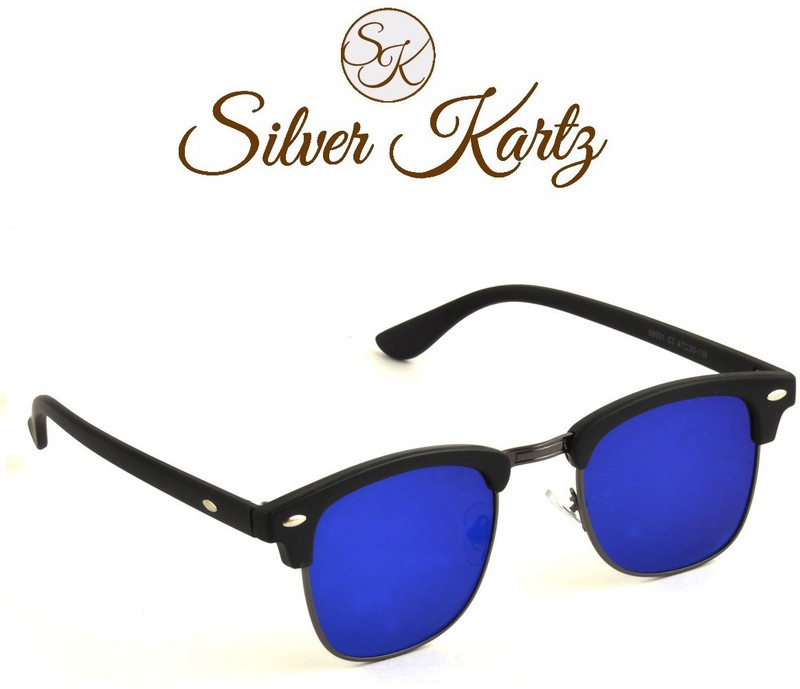 Silver Kartz Wayfarer, Rectangular Sunglasses(Blue)