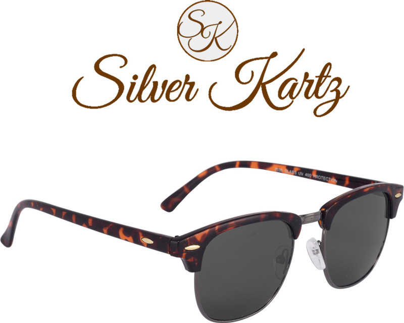 Silver Kartz Wayfarer, Rectangular Sunglasses(Grey)