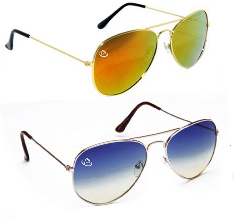 Aventus Aviator Sunglasses(Blue, Brown)