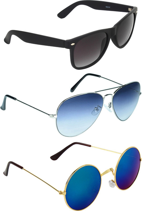 Zyaden Wayfarer, Aviator Sunglasses(Black, Blue, Blue)