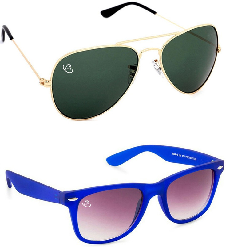 Aventus Aviator, Wayfarer Sunglasses(Green, Blue)