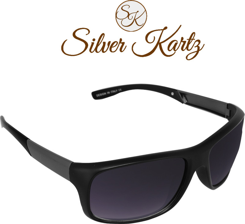 Silver Kartz Wayfarer, Wrap-around Sunglasses(Black, Violet)