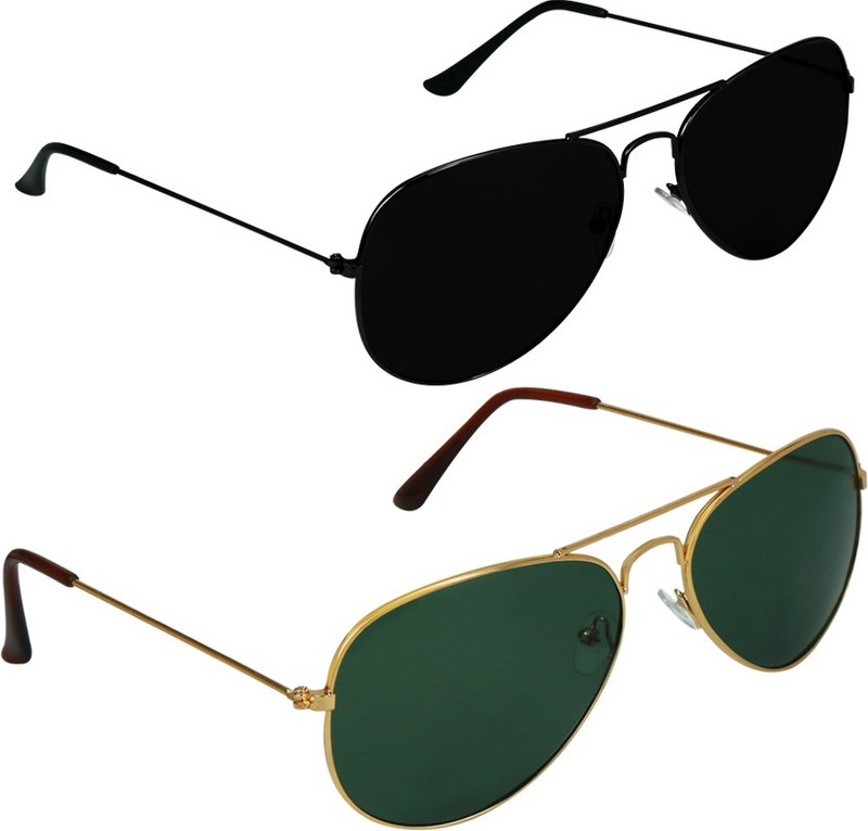 SR Collection Aviator, Aviator Sunglasses(Green, Black)