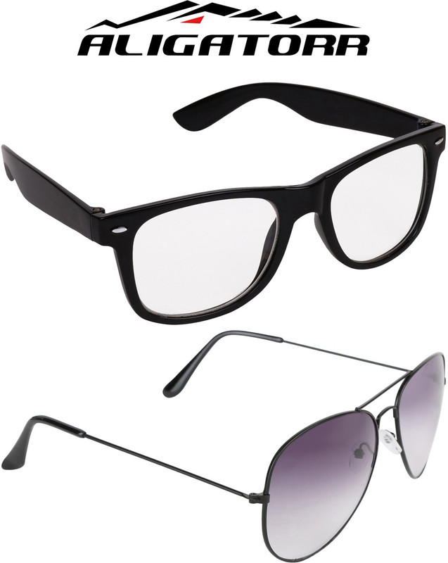 Aligatorr Aviator, Wayfarer Sunglasses(Clear, Grey)