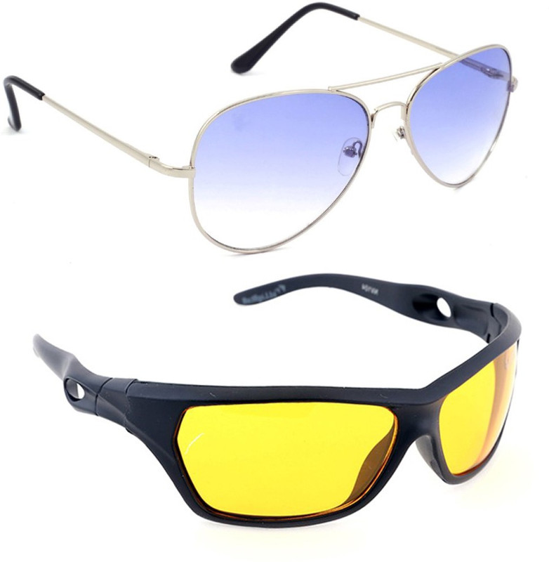 Elligator Sports, Aviator Sunglasses(Blue, Yellow)