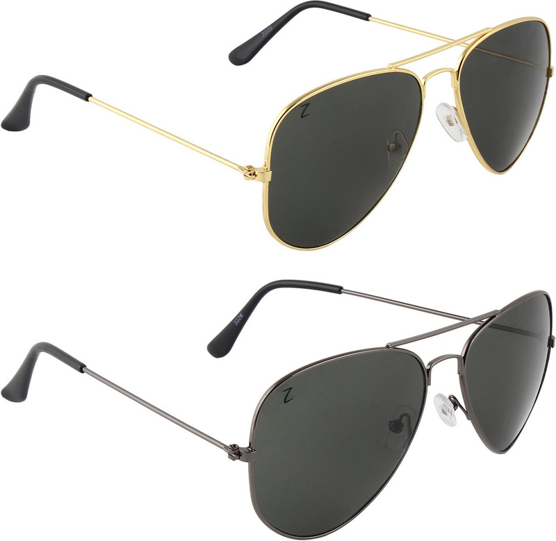 Zyaden Aviator Sunglasses(Black, Black)