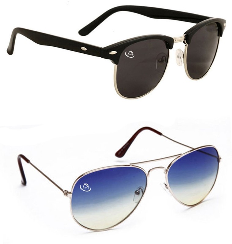 Aventus Oval, Aviator Sunglasses(Black, Blue)