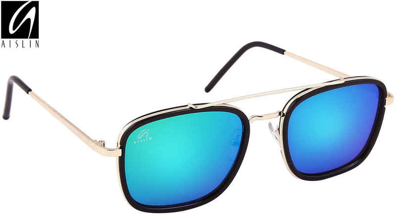 Aislin Rectangular Sunglasses(Green, Blue) Aislin Rectangular Sunglasses(Green, Blue)