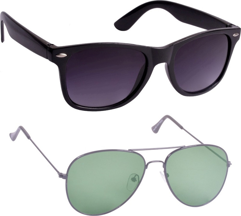 Glucksman Wayfarer, Aviator Sunglasses(Violet, Green)