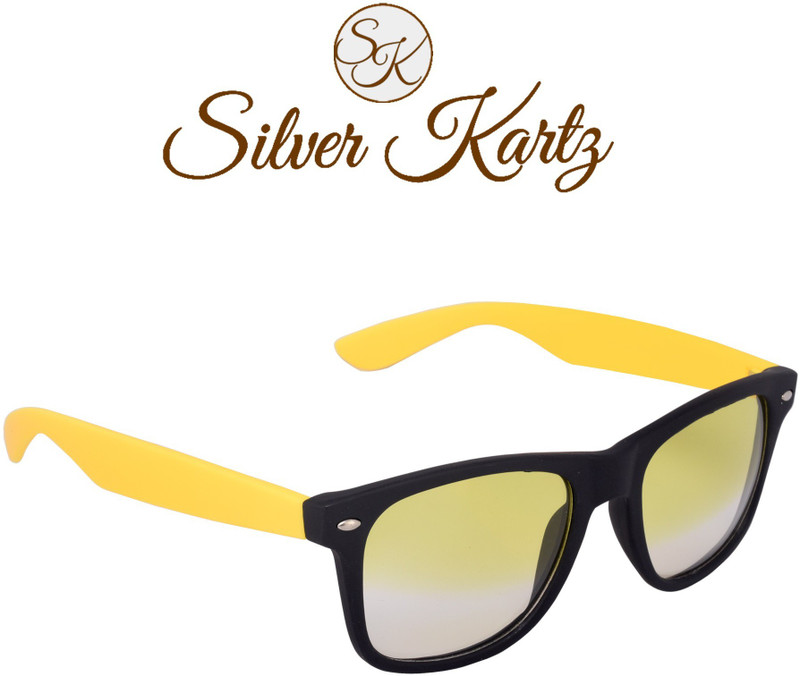 Silver Kartz Wayfarer, Rectangular Sunglasses(Yellow)