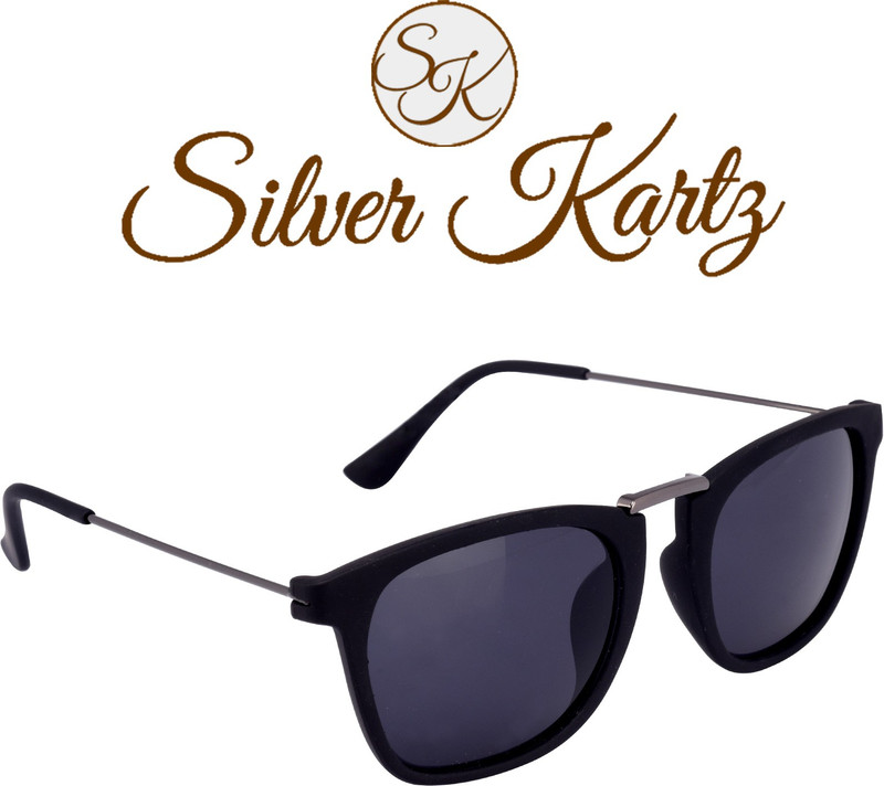 Silver Kartz Wayfarer, Rectangular Sunglasses(Violet, Black)