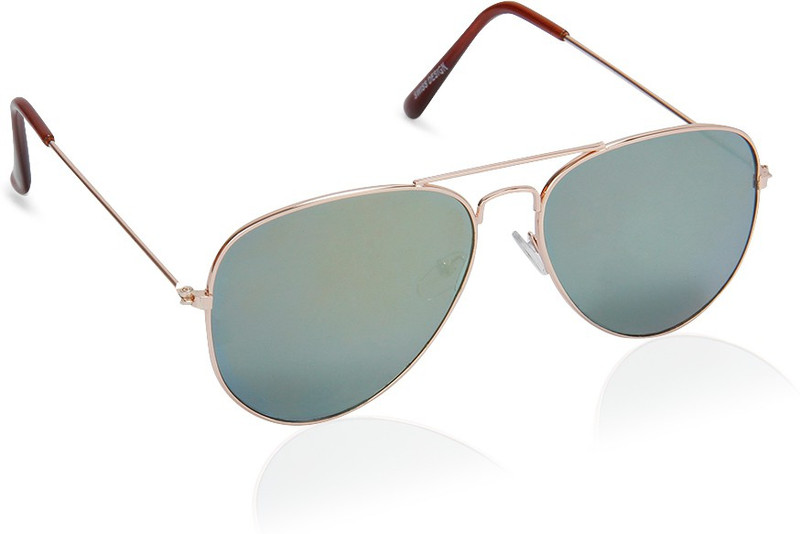 Swiss Design Aviator Sunglasses(Green, Golden)