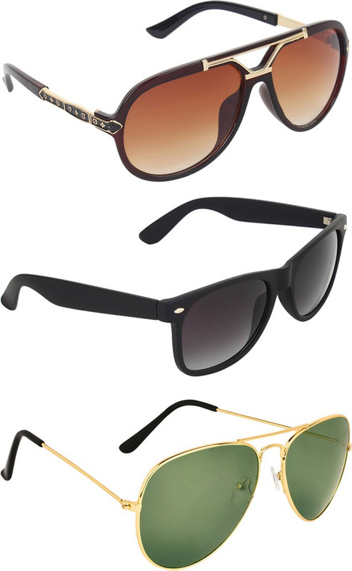Zyaden Aviator, Wayfarer, Rectangular Sunglasses(Brown, Green, Black)