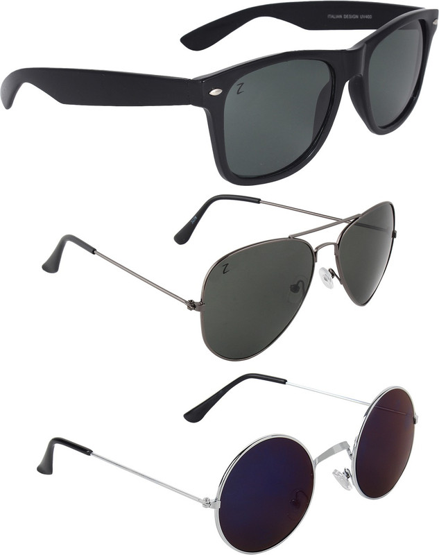 Zyaden Wayfarer, Aviator, Round Sunglasses(Multicolor)
