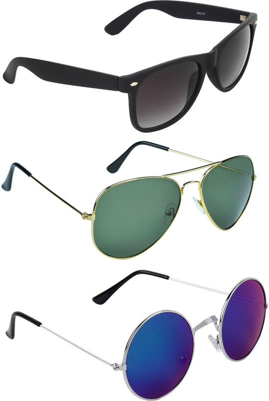 Zyaden Wayfarer, Aviator Sunglasses(Black, Green, Blue)
